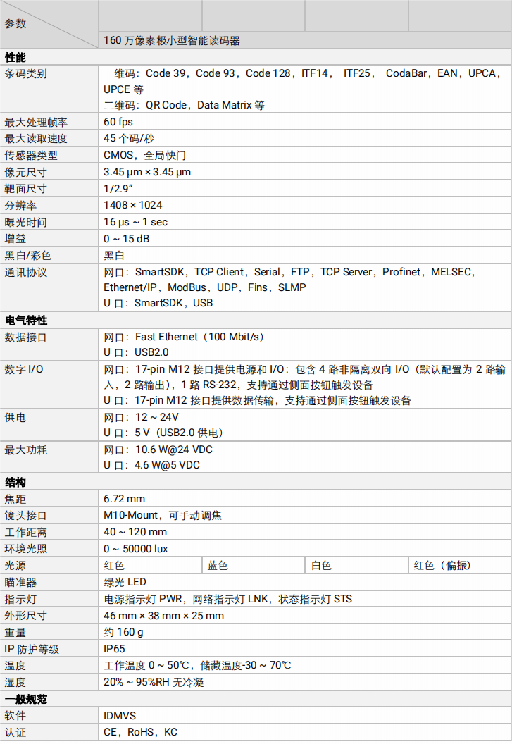 ?？礛V-RD716-2智能讀碼器參數(shù)圖